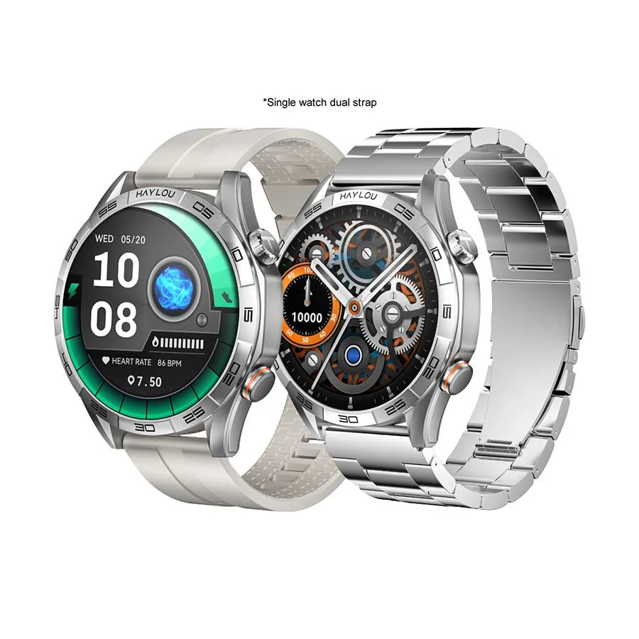 Haylou Solar 5 Bluetooth Calling Smart Watch with Metallic + Silicone Strap